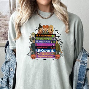 Comfort Colors Spooky Movie Shirt, VHS Horror Stack T-shirt, 90s Halloween Film Tee, Fall Retro Halloween Shirt, Gift For Her