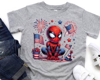 Red White Blue Hero Kids Shirt, 4th of July Superhero Tee, Independence Day Outfit, Fireworks Graphic Shirt, Patriotic Gift For Kids