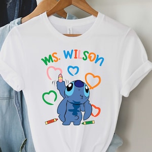 Custom Teacher Shirt, Stitch Teacher Shirt, Personalized Stitch Tee, 1st Grade Teacher Tee, Kindergarten Teacher Tee, First Day School Shirt