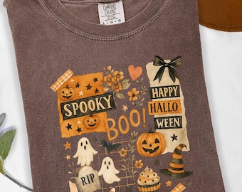 Spooky T-shirt, Boo Tee, Comfort Colors, Halloween Shirt, Fall Shirt, Pumpkin Shirt, Bat Shirt, Black Coquette Shirt, Happy Halloween