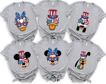 Disney 4th Of July T-shirt, Disney Characters Shirt, Custom Disney Shirt, Independence Day Gift, Mickey And Minnie Shirt, Donald Duck Shirt