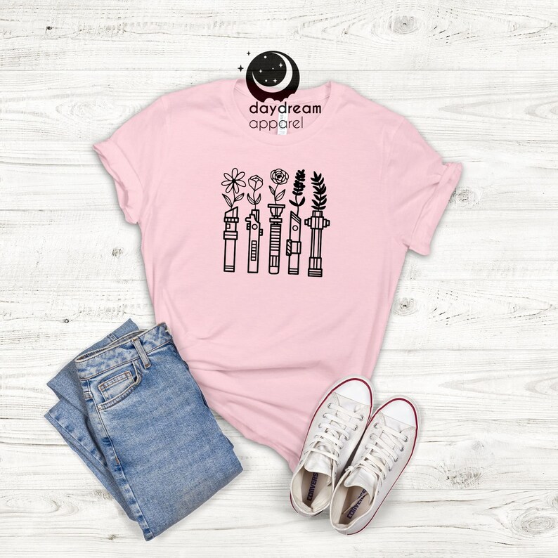 Floral Lightsaber T-Shirt, Cute Star Wars Shirt, Disney Kids Shirt, Flower Gift, This Is The Way Shirt, Galaxys Edge Tee, Disney Women Shirt bild 2