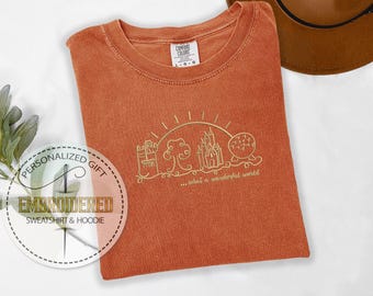 What a Wonderful World, Comfort Colors, Disney Embroidered Shirt , Fine Craft Tee, Disney World Shirt, Theme Park Shirt, Disneyland Shirts