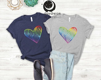 Pride Heart T-shirt, LGBT Shirt, Pride Shirt, Rainbow Pride Shirt, Lesbian Shirt, Can't Think Straight Shirt, Gay Pride LGBTQ Shirt