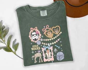 Comfort Colors Star Wars Shirt, Coquette Bow T-shirt, Kawaii Galaxy Tee, R2D2 ATAT Shirt, May The Force Be With You Gift, Star Wars Tee