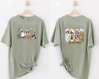Comfort Colors Disney Friends Halloween Tee, Spooky Season Pumpkin T-shirt, Mickey And Minnie Cartoon Shirt, Fall Family Gift, Spooky Tshirt