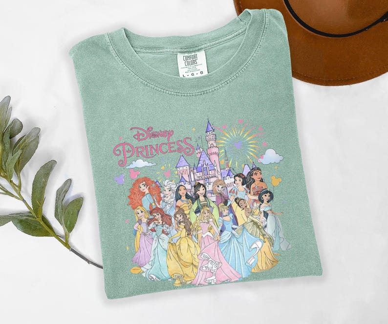 Comfort Colors Castle Princess Shirt, Disney Group Princess Tee, Ariel Rapunzel Belle Tiana T-shirt, The Princess's Gift, Fairy Tales Tee image 3