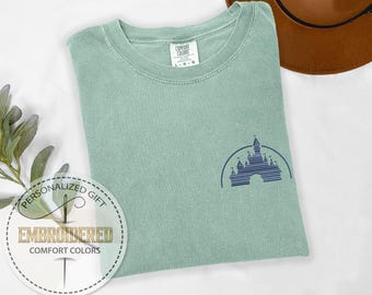 Classic Disney Logo Shirt, Embroidered Tee Comfort Colors , Personalized Theme Park Fashion, Magic Kingdom Gift, Special Color Option
