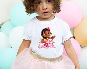 Custom Personalized Moana Birthday Kids Shirt, Princess Moana Tee, Disney Birthday Party T-shirt, Tropical Ocean Theme, Gift For Girl
