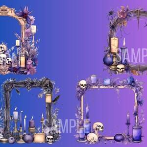 Magical Frames PNG Cliparts Bundle: Candles and Skulls - Etsy