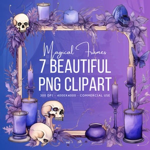 Magical Frames PNG Cliparts Bundle: Candles and Skulls - Etsy