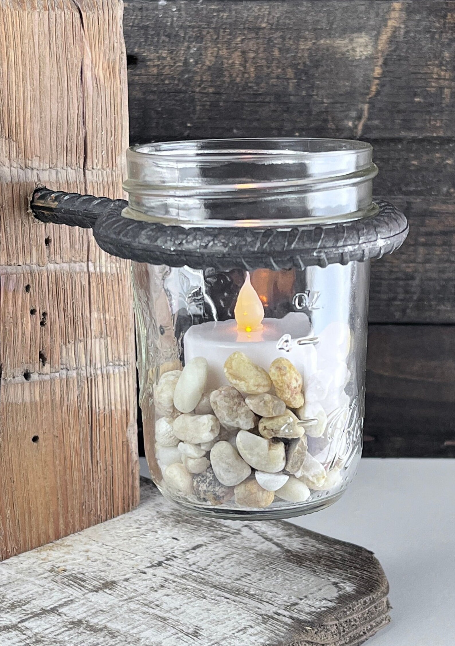 1 Bent Rebar Holder for 1/2 Pint Mason Jarincluded Flat 6.5 Inch Long