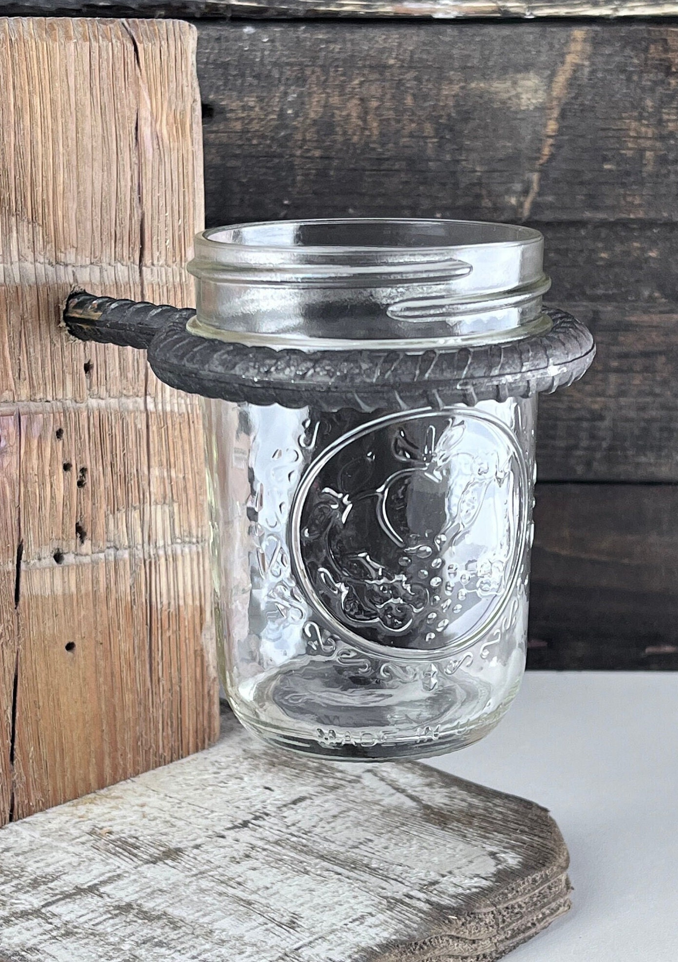 1 Bent Rebar Holder for 1/2 Pint Mason Jarincluded Flat 6.5 Inch Long