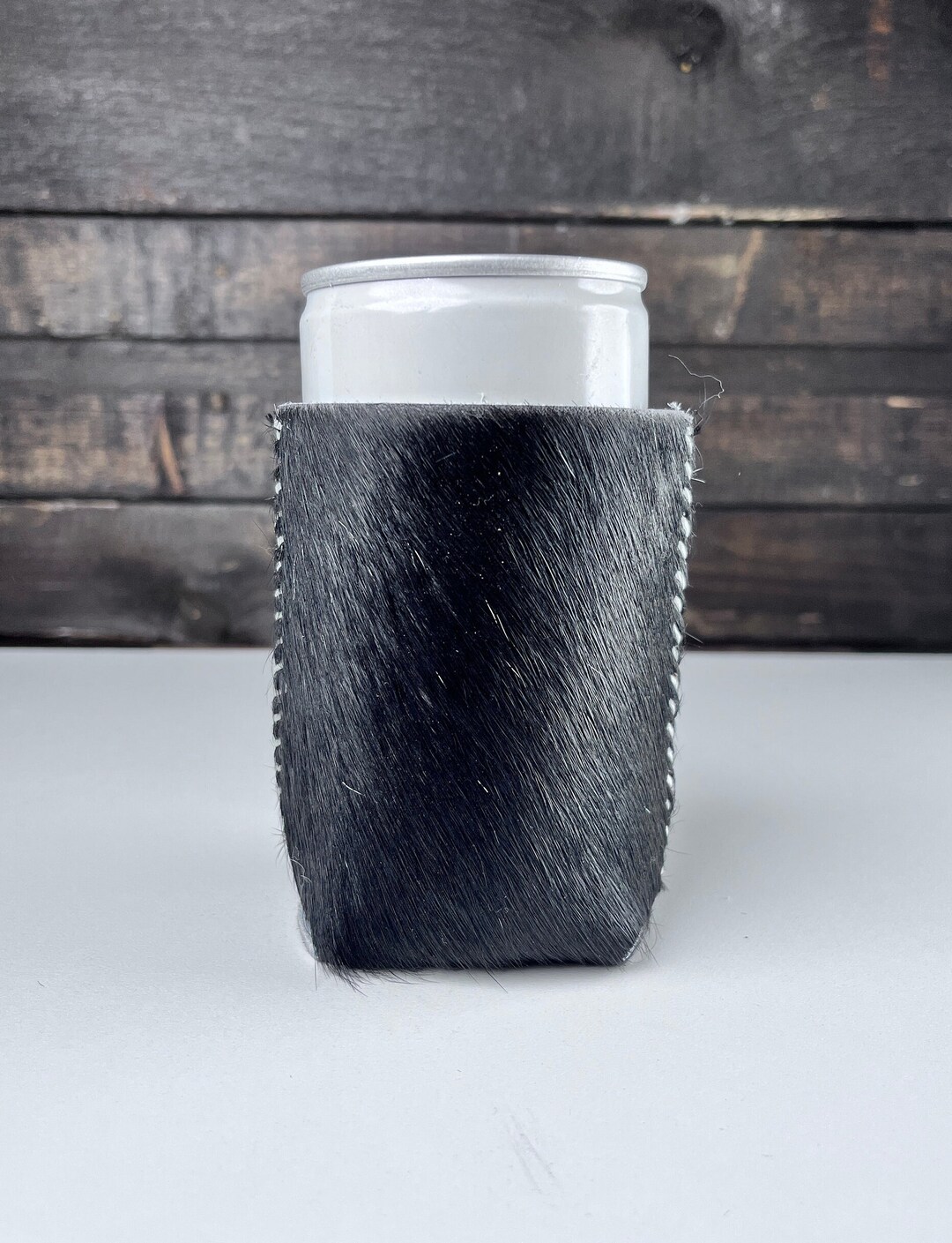 Genuine Brazilian Cowhide Koozie Mostly Black / Drink Holder / Etsy