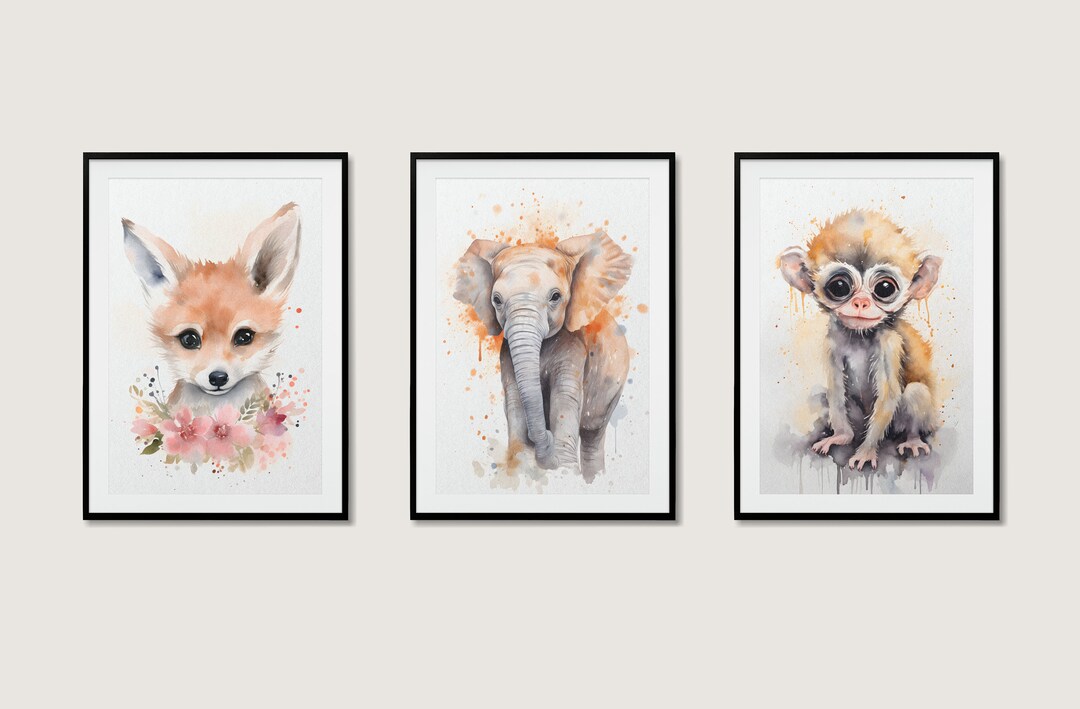 Baby Animals Printable Painting Nursery Wall Art Decor Baby Etsy