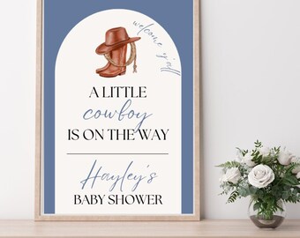 Little Cowboy Baby Shower Welcome Sign | Editable and Printable Western Baby Shower Sign