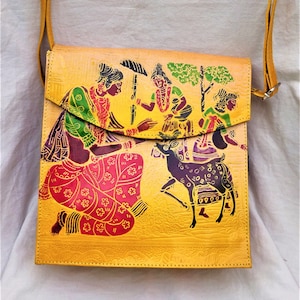 Buy Store Utsav Shoulder Bag Orange Tooled Leather Embossed Painted  Shantiniketan Ramayana Theme Sita in Panchavati Bags for Women at