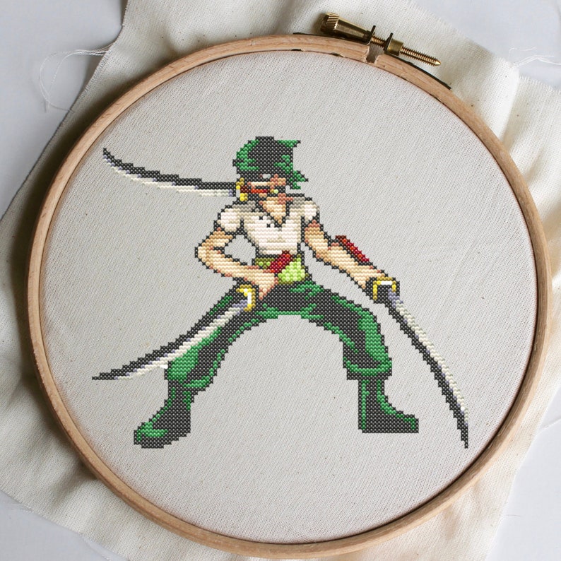 One Piece Roronoa Zoro Cross Stitch Pattern PDF Instant Etsy