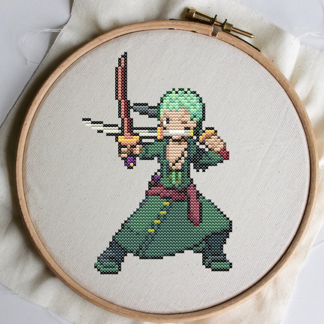 One Piece Roronoa Zoro Cross Stitch Pattern PDF Instant Etsy