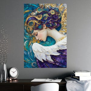 Angel Embrace Matte Posters - Serene Kunstdruck, Wanddekoration, Geschenk für Sie, spirituelle Wohnkultur, erhebende inspirierende Kunst