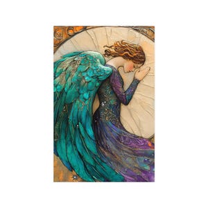 Póster mate con temática de ángel, arte mural espiritual, decoración del hogar, regalos inspiradores, impresión de serenidad, regalo para ella