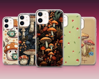 Mushroom Autumn Phone Floral Forest Cover for iPhone 17Pro, 16, 15 , 14, Samsung S26 Ultra, S25, S23Fe, A37, A57, A26, A17, Pixel 10A, 9