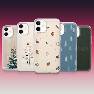 Custodia per telefono minimalista natalizia con albero minimalista per iPhone 16, 15, 14, 13, Samsung S25 Ultra, S24Fe, S23, A16, A56, A26, A15, Pixel 9,8,7
