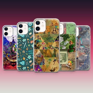 Puede incluir: Una colección de cinco fundas para teléfonos con varios diseños. Las fundas presentan gráficos coloridos, incluidos personajes y escenas de videojuegos y temas de fantasía. Una funda tiene el texto "MAY GODDESS".