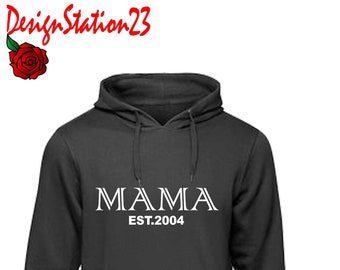 Personalisierte Mama Hoodie überlegene Drucke, Mama / Mam / Mummy usw., maßgeschneiderte Hoodies, Mama Geschenke. Fügen Sie Jahr und Kindernamen hinzu.