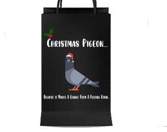 Christmas Gift Bag,p Christmas Pigeon Offensive/fun/Novelty Gift Bag, Adult Humour Light hearted fun present. Bag size is approx 20X10X28cm