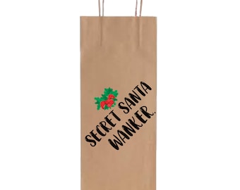 Custom Made Fun,Novelty, Humorous, Rude, Sturdy Wine Bag/Bottle Bag, Christmas Gift Wrapping Bags for all bottle gifts (Secret Santa Wanker)