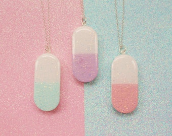 Pastel Pill Necklace, Yami Kawaii Necklace, Menhera Necklace, Resin Necklace Gift