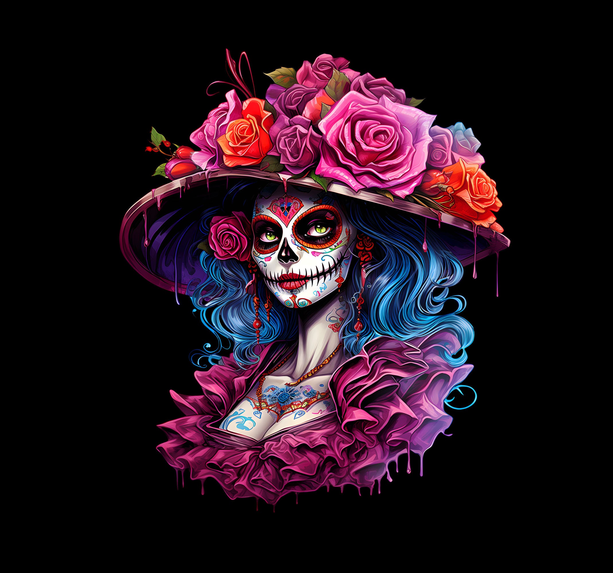 La Catrina Day Png Dia De Los Muertos Png Day of the Dead Sugar Skull ...