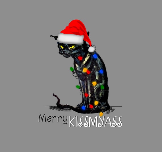 T-shirt Merry Christmas Kissmas Noir - Tailles S à 5XL - Neuf Avec étiquettes - Cadeau De Noël