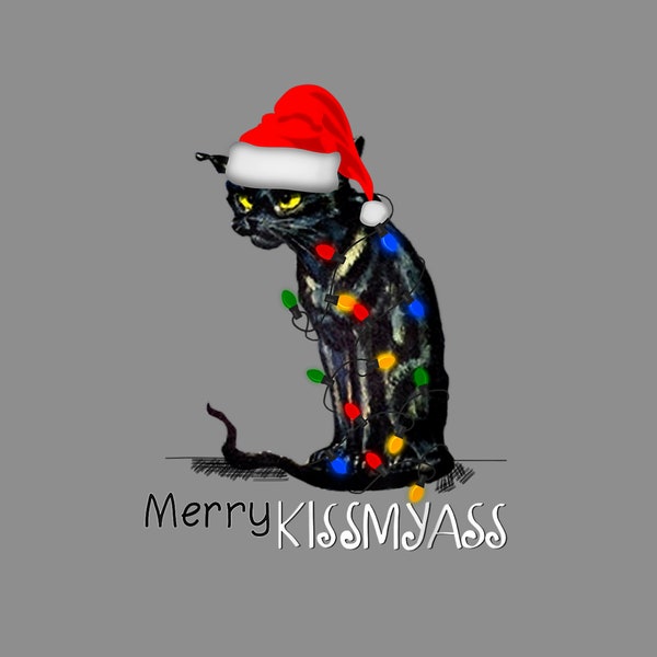 Merry Kissmass Png Funny Black Cat Merry Kissmyass Xmas Chritsmas Png