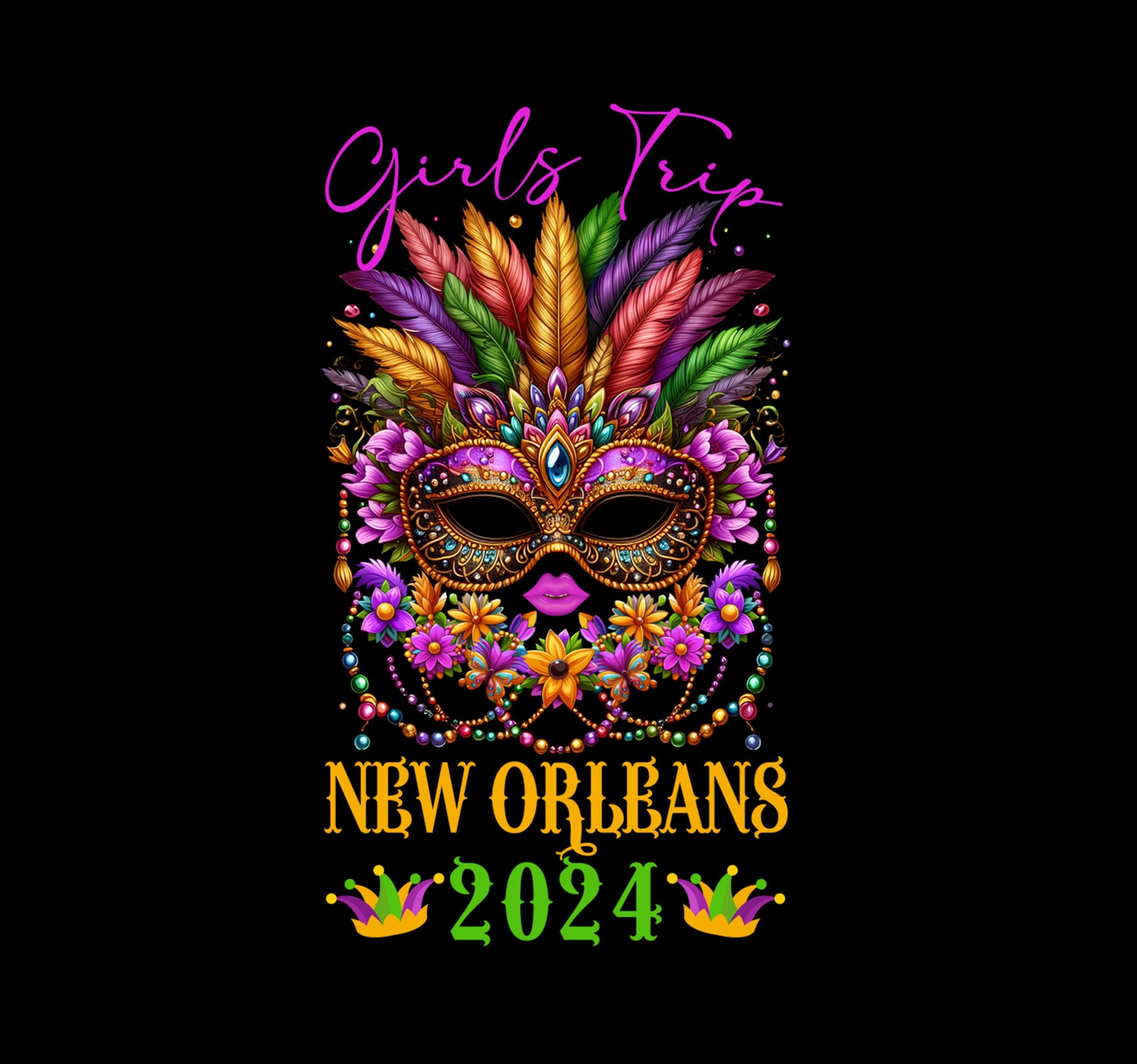New Orleans 2024 Png, Mardi Gras Mask Beads Png Etsy