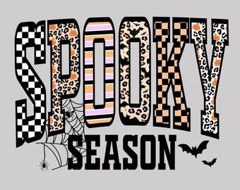 Spooky Season PNG, Retro Halloween Coquette Sublimation, Girly Fall Leopard Checkered Halloween PNG, Cute Spooky Digital Download