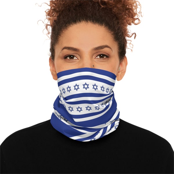 Israeli Flag Themed Lightweight Neck Gaiter| Scarf for the Israeli Proud | Israeli Flag On This Special Neck Scarf| Enjoy Wearing For Israel