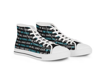 Remember October 7th with High Top Sneakers with We will dance again in script on Men's High Top Sneakers
