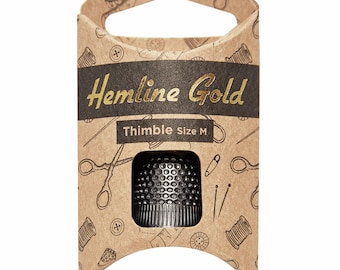 Hemline Gold Thimble Medium Black Sewing quilting dressmaking patchwork 300.M.HG