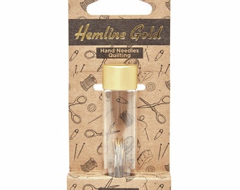 Hemline Gold Hand Sewing Needles x 10- Premium: Quilting Sizes 8-10 282G.810.HG