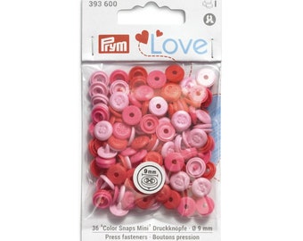 Prym Love 9mm 'Mini' Colour snaps "Sew-on look" Press Fasteners Chose colorsnaps