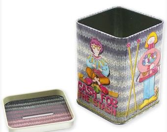 The Yarn Club Square Moneybox Tin - Knitting Crochet - Emma Ball Gifts T155