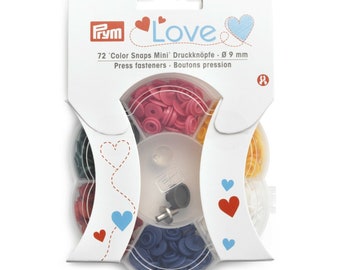 Prym Love 9mm 'Mini' Color 72 x Snaps Druckknöpfe & Zubehör Nähen 393950