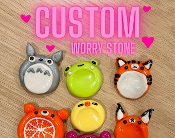 CUSTOM Worry Stone - Handmade Miniature Figurine - Stress Relief Fidget | Pocket Pal | Cute Worry Friend  | Anti Anxiety | Custom Pet Stone