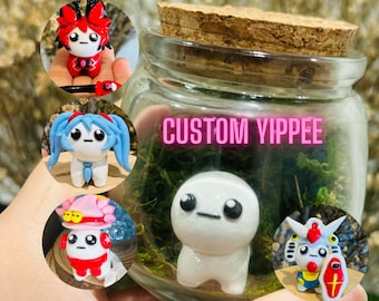 Adopt a CUSTOM Yippee TBH Creature Figurine in a Jar with Moss - Handmade Miniature Polymer Clay Sculpture | Autism TBH Resin Gift