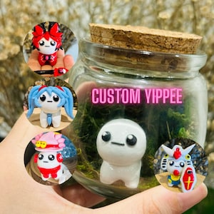 Adopt a CUSTOM Yippee TBH Creature Figurine in a Jar with Moss - Handmade Miniature Polymer Clay Sculpture | Autism TBH Resin Gift