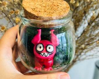Adopt a Bob Velseb in a Jar | Spooky Month  Bob Velseb Red Devil | Yippee TBH Creature Figurine in a Jar - Handmade Clay Sculpture