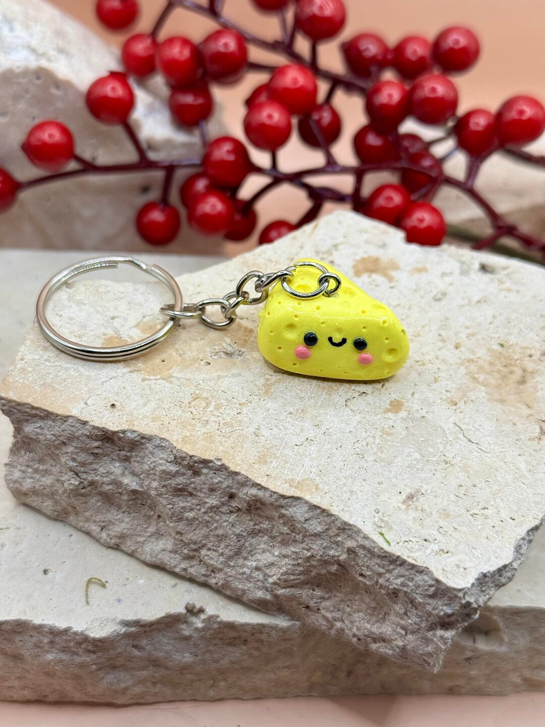 Cheese Keychain Handmade Clay Food Keychain Friendship Keychain Food