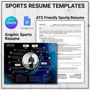 Modelo de currículo esportivo | Canva e Google Docs | Compatível com ATS + Carta de apresentação + Referências | Currículo gráfico editável | Currículo profissional